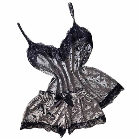 

QENGING Womens Pajama Sets Clearance Lingerie Oversize Satin Lace Trimed Nightdress Chemise Sexy Nightgowns Suit