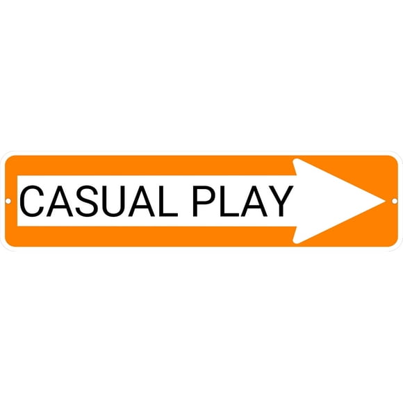 CASUAL PLAY Orange Right Arrow 24 x 6 inch Aluminum Composite Sign
