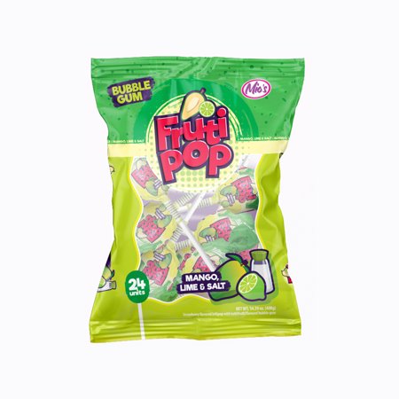 De Mi Pais Mio s Frutipop Mango with Lime & Salt Lollipops with Bubble Gum/Chupetes de Mango con Lemon y Sal y con Chicle 5-PACK