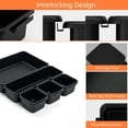 thumbnail image 7 of HAIDAIYA 45 Pack Drawer Organizer Trays Set, 3 Sizes Plastic Divider Storage Bins for Desk, Makeup, Tool Box, Jewelry (Black), 7 of 7