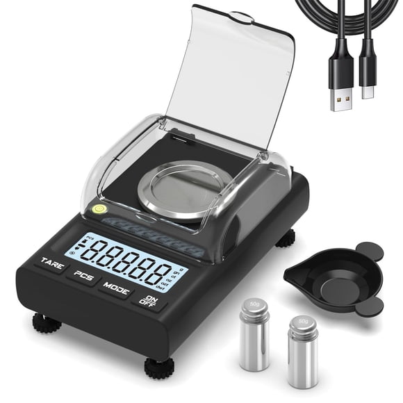 Milligramme Scale with USB Cable, Weightman Reloading Scale 50g x 0.001g, Digital Jewellery MG Powde