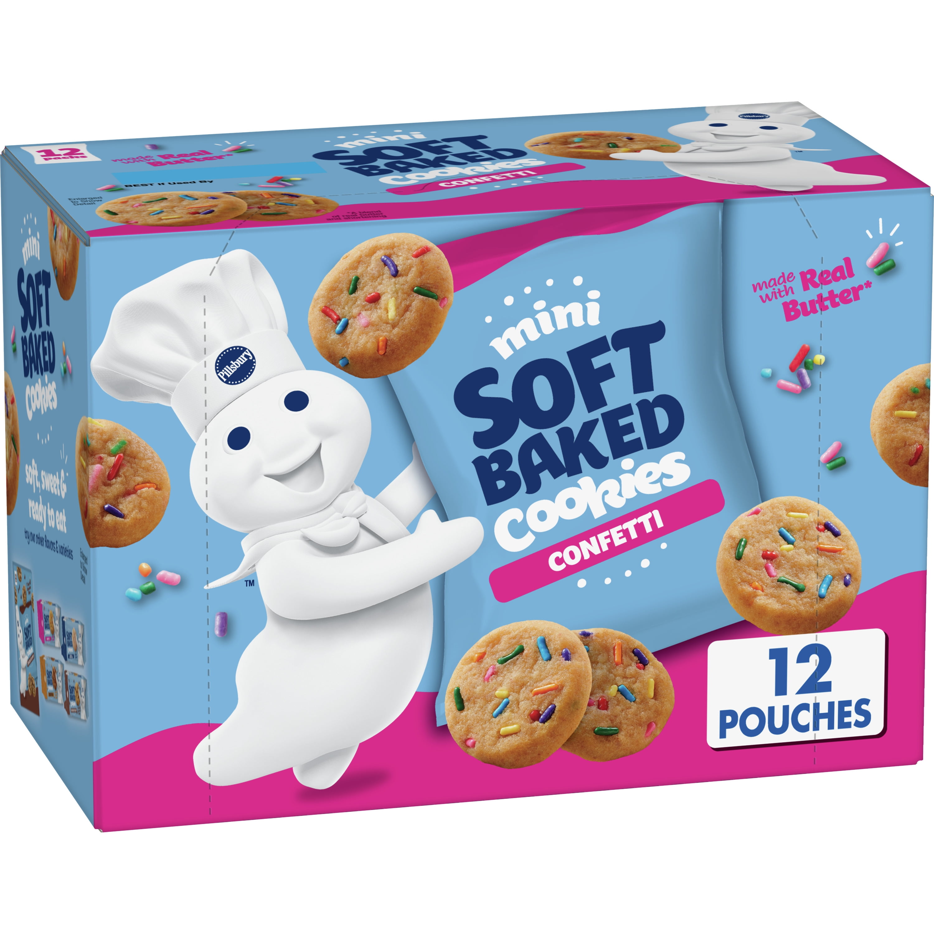 Pillsbury Mini Soft Baked Cookies Made With Real Butter, Confetti, 12 packs