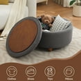 thumbnail image 5 of 30Inch Round Storage Ottoman with Tray, Modern Tufted Fabric Circle Coffee Table with Storage, Upholstered Ottoman with Removable Top for Living Room, Bedroom, Dark Grey, 5 of 8