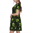 thumbnail image 2 of Disketp Skulls And Cobwebs para Vestido de Manga Corta para Mujeres, Vestidos de Verano para Mujeres, Casual y Holgado para la Playa, 2 of 6