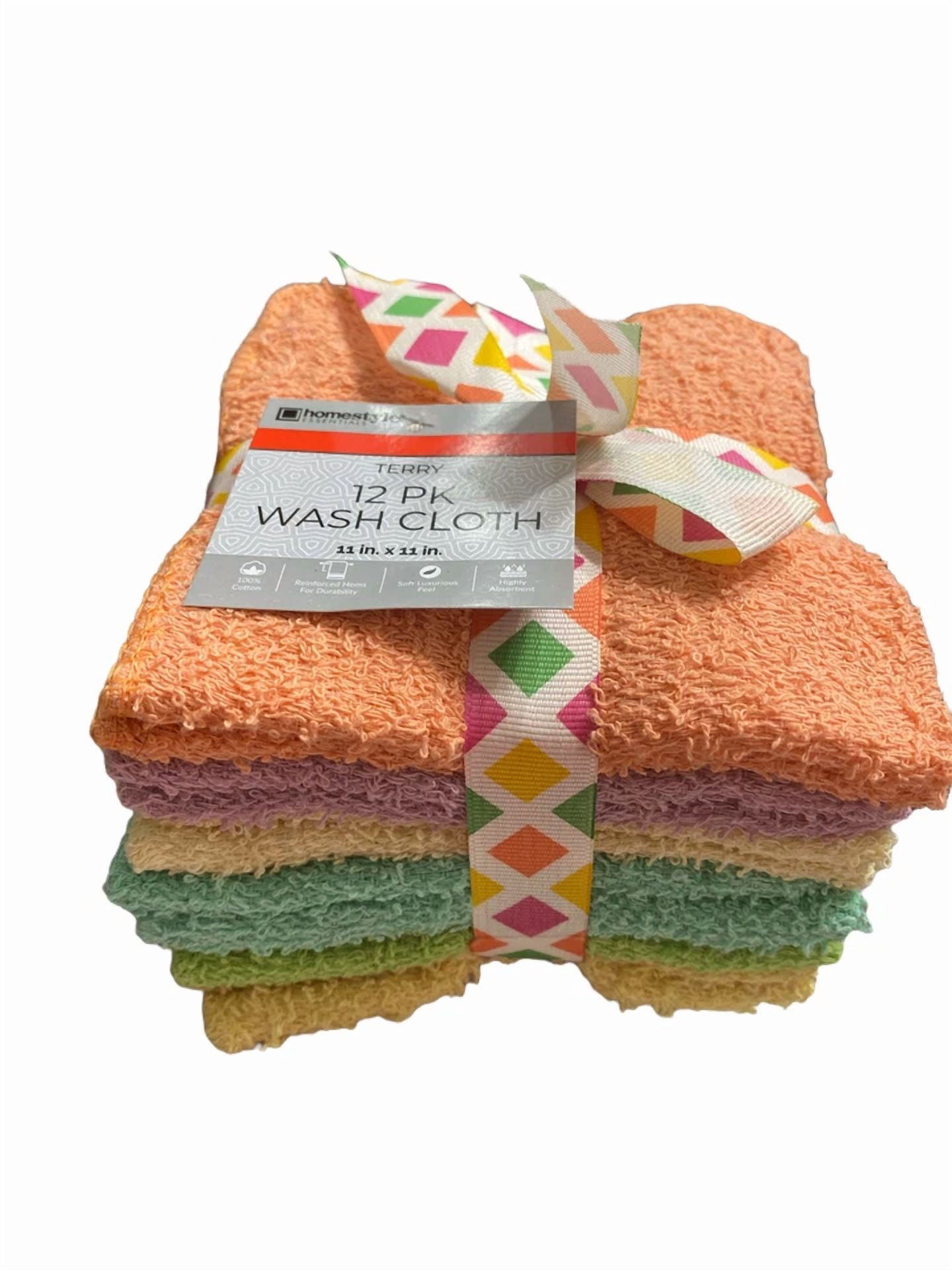 BUTTERFLY- 12Pc Wash Cloth 100% Cotton 11 In X 11 In Assorted Color