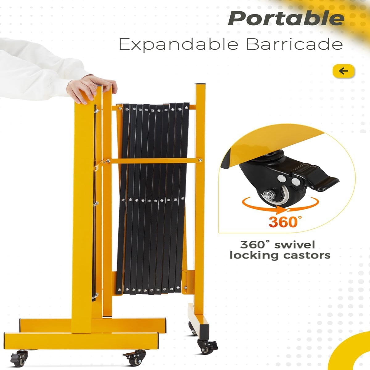 Ataucjin Metal Expandable Barricade Gate Outdoor, Folding Safety Barrier Gate, Portable Traffic Barricade Fence