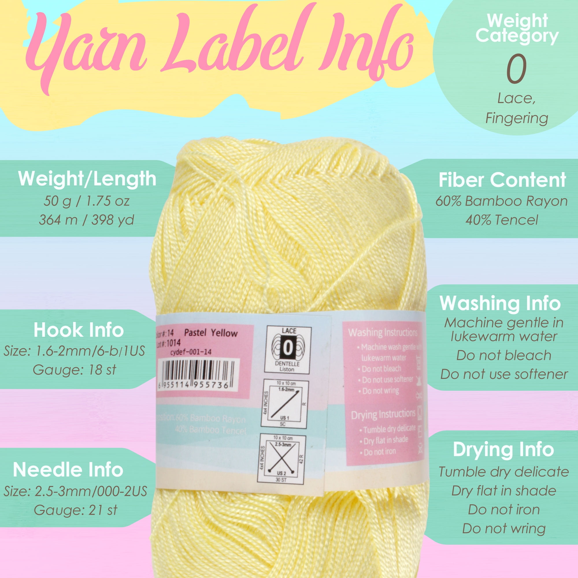 JubileeYarn Delightfully Fine Yarn - Lace Weight Bamboo - 50g/Skein - Dark Colors - 20 Skeins