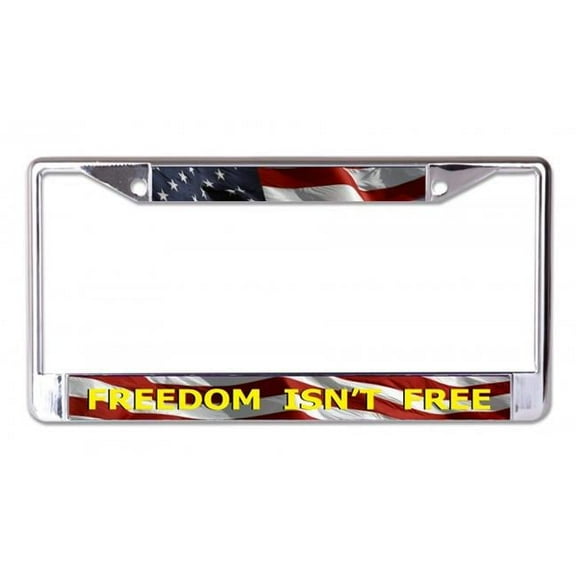 212 Main LPO7328 6 x 12 in. Freedom is Not Free on U.S. Flag Chrome License Plate Frame