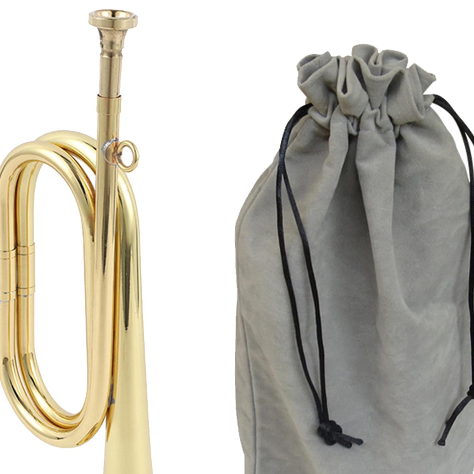 Scout Bugle Brass Bugle Music Instrument Classic Style with Mouthpiece Cavalry Trumpet Marching Bugle for Orchestra Band Adults B