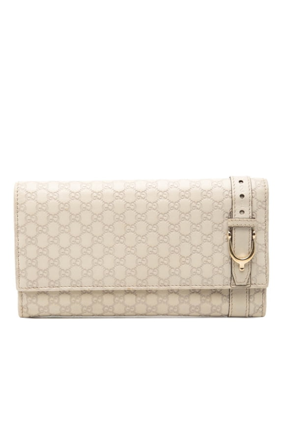 Pre-Owned Gucci Microguccissima Long Wallet 309760 Ivory Leather Women's GUCCI