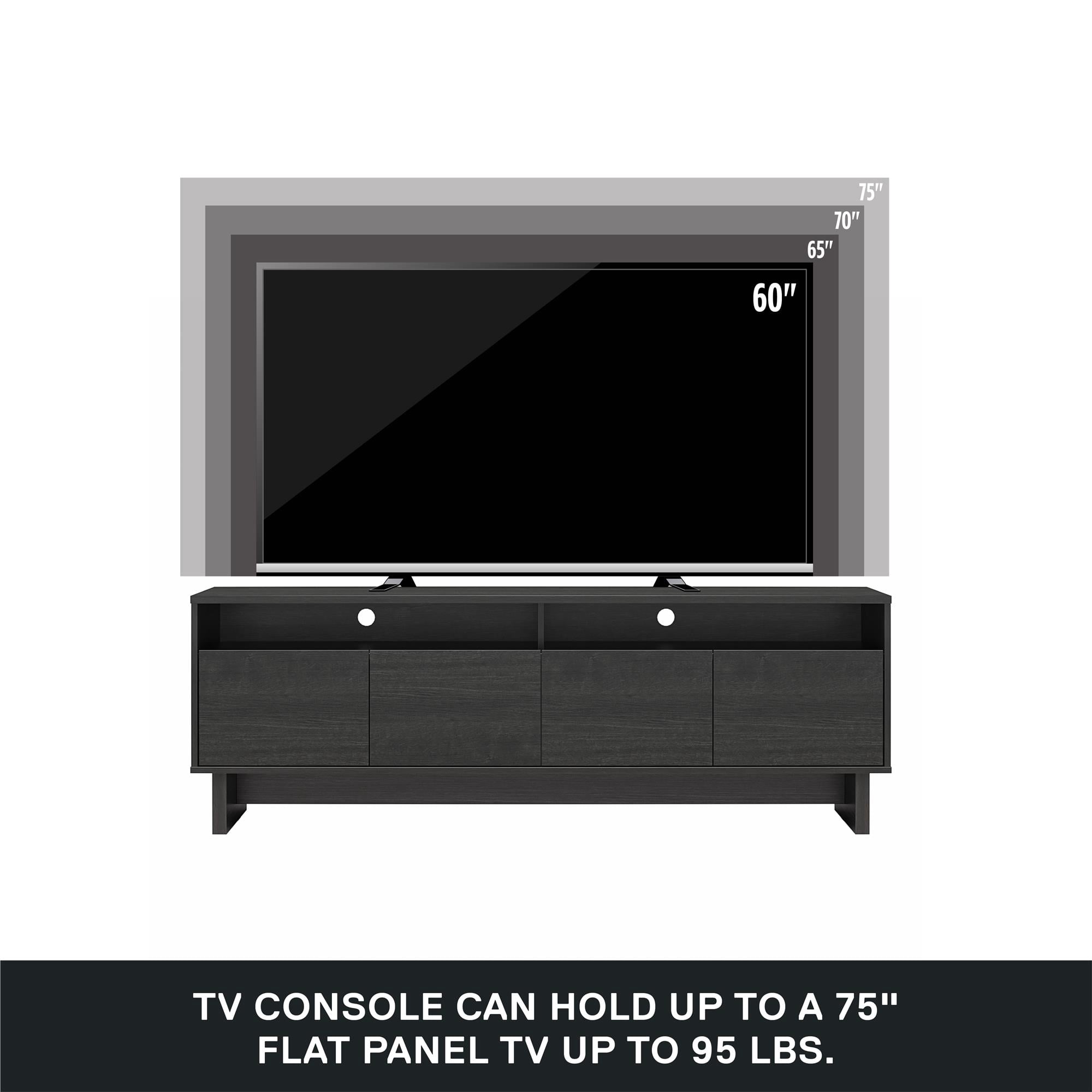 RealRooms Nivelle 4-Door TV Stand Console for TVs up to 75", Black Oak