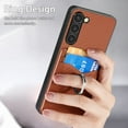 thumbnail image 6 of Carbon Fiber Patterned Case for Samsung S22, Wallet case with [360°Rotation Ring Kickstand] Credit Card Holder,PU Leather Shockproof Cover Women Men for Samsung Galaxy S22, Brown, 6 of 8