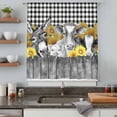 thumbnail image 4 of Farm Animals Sunflowers Sheer Curtains 54 Inches Long, Black White Checkered Plaid Light Filering Curtains, Breathable Simi Curtain Privacy Drapes for Kitchen Bathroom Small Window Treatment, 4 of 9