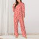 thumbnail image 2 of Balery Red Pretty Flowers Conjunto de Pijama con Estampado para Mujer, Conjunto de Dos Piezas con Manga Larga, Ropa de Dormir Suave con Bolsillos, Pijamas Cómodos-Large, 2 of 7