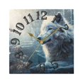thumbnail image 5 of Wolf Leaves Snow Wall Clock Square Silent Non Ticking Battery Operated Clock for Home Bathroom Kitchen Bedroom Living Room, 5 of 8