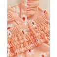 thumbnail image 5 of Baby Girls Summer Casual Romper Orange Flying Sleeve Daisy Print Romper with Headband, 5 of 7