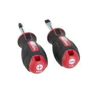 Hyper Tough 2 Piece Stubby Screwdriver Set, 4 inch