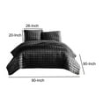 thumbnail image 5 of 3 Piece Queen Size Coverlet Set with Stitched Square Pattern, Dark Gray - Saltoro Sherpi, 5 of 5