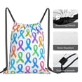 thumbnail image 5 of Leisure Draw String Mouth Backpack 16 X 14 Woven Band Durable Not Easy To Fall Off In Travel Portable Draw String Design Cancer Awareness Ribbon Pattern - Ombré Flow, 5 of 8
