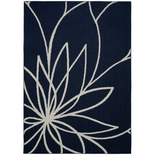 Garland Rug Grand Floral 5 ft. x 7 ft. Area Rug Indigo/Ivory Walmart