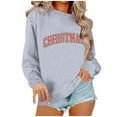 thumbnail image 5 of Sweatshirts for Women Christmas Long Sleeve Round Neck Printing Loose Hoodless Sweatshirts Gray L, 5 of 5