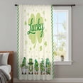 thumbnail image 4 of St. Patrick's Day Sheer Curtains 45 Inches Long, Green Lucky Gnomes Shamrock Plaid Beige Light Filering Curtains, Breathable Simi Curtain Privacy Drapes for Kitchen Bathroom Small Window Treatment, 4 of 9