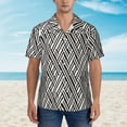 thumbnail image 4 of Balery Black White Stripes Print Men's Hawaiian Shirts Short Sleeve Beach Shirt Relaxed Fit Vacation Button Down Shirts-Medium, 4 of 9
