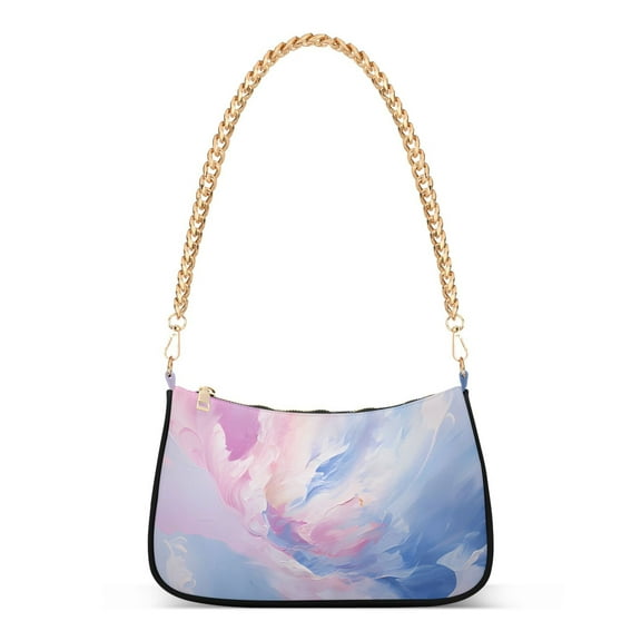 Womens Chain Shoulder Bag Blue and Pink Classic Tote Handbags Fashion Clutch Hobo Purse with Zipper for Travel Casual