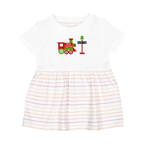 Inktastic Christmas Santa Express Train to the North Pole Girls Baby Dress