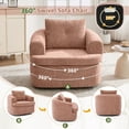 thumbnail image 4 of Harper & Bright Designs Swivel Accent Chair, Small Chenille Barrel Chair with Dual-layer Cushion, Round Armchair Single Sofa Chair for Living Room, Pink, 4 of 18