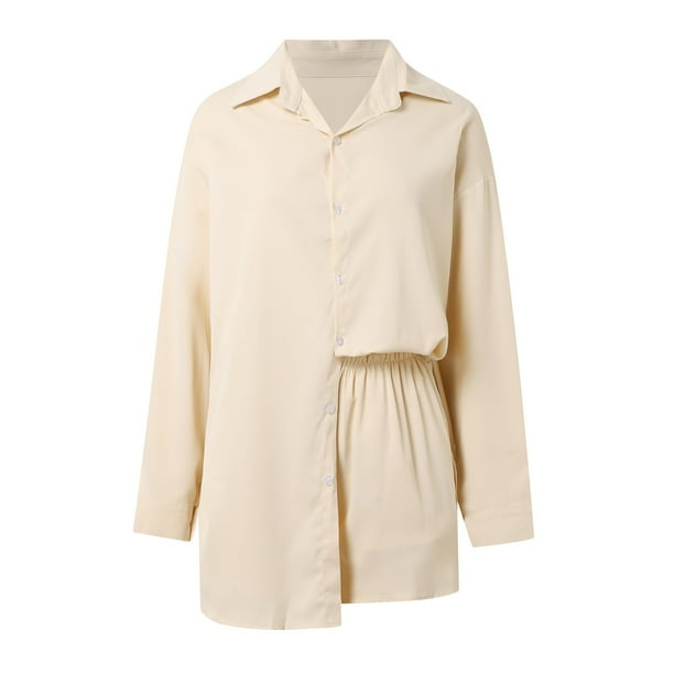Mono corto de manga larga y color liso para mujer: tirantes finos ajustables, corte holgado de cintura alta, mezcla de poliéster y spandex para primavera/verano.
