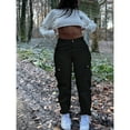 thumbnail image 6 of Plus Size Women's Cargo Pants - High Waisted Solid Color Casual Pants with Pockets, 6 of 6