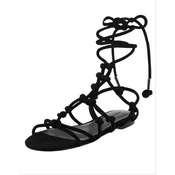 REBECCA MINKOFF Women's Kid Suede Elyssa Sandals, Black, 10