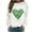 White, variant on Cadancy St Patrick Shirts for Women Irish Shamrock Heart Graphic Long Sleeve Pullover Sweatshirts Crewneck Casual Loose Tops Fashion Funny Holiday Outfits
