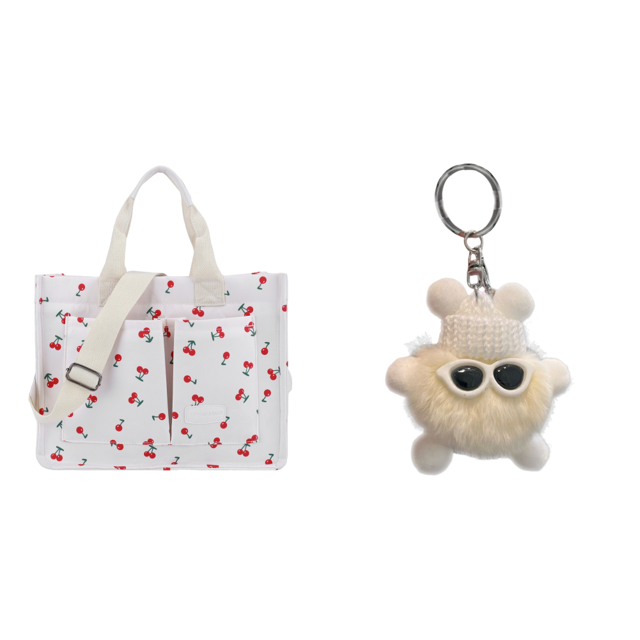 Bolso de mano con diseño de cereza para mujer bolso con múltiples bolsillos bolso de viaje para mujer color blanco