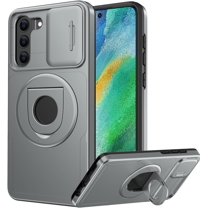 for Samsung Galaxy S22 Case with Sliding Camera Lens Cover - Wireless Charging Compatible -  Kickstand - Shockproof Protective Phone Case 6.1" for Men Women Girls - Grey