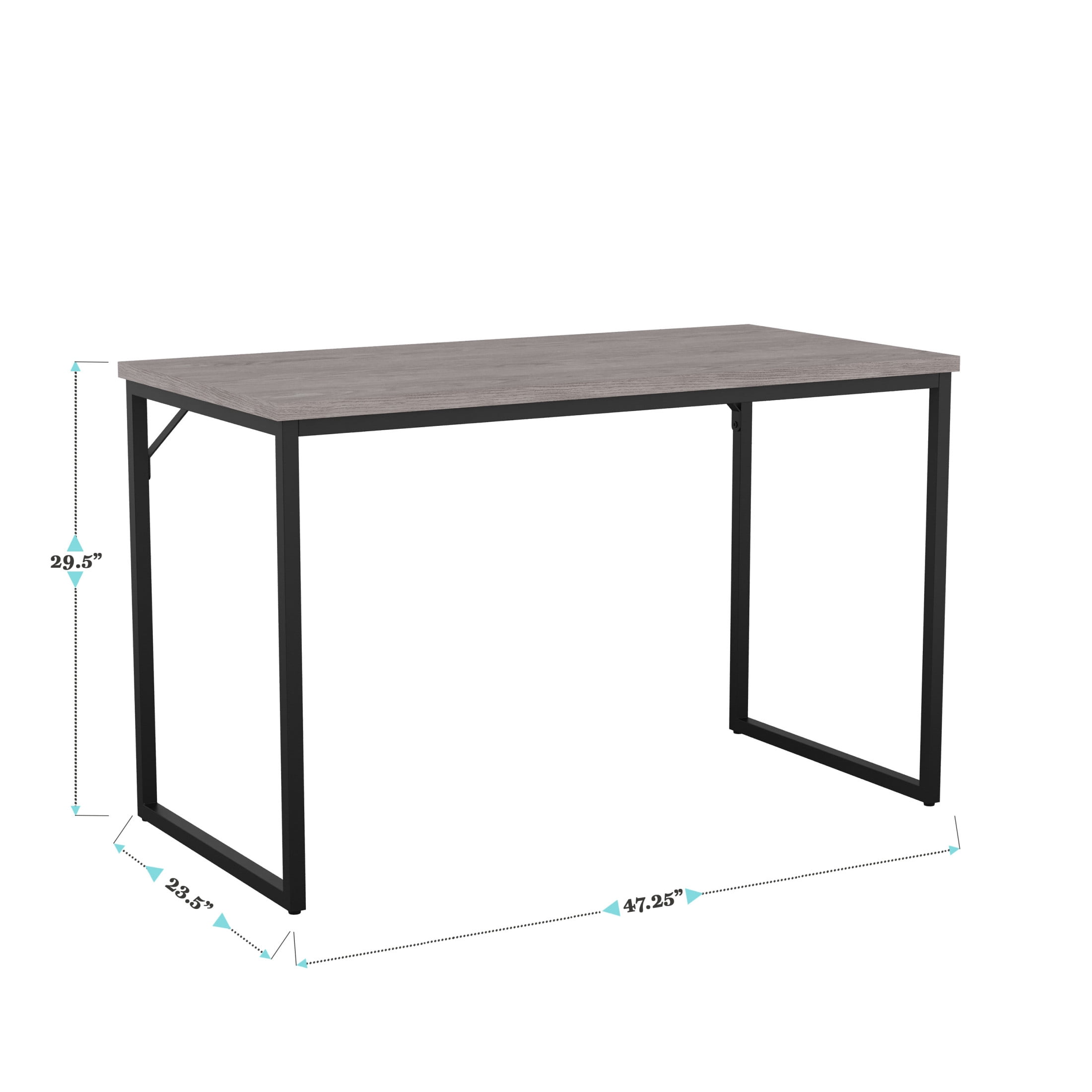 Martha Stewart Noah Home Office Parsons Desk in Gray Wood Grain with Oil Rubbed Bronze Metal Frame