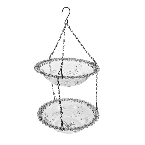 KoiLife Birdfeeders Outside Hanging Balcony Bird Feeder Cardinal Bird Feeder Tray Bird Feeder Hanging Bird Feeders 22" Gray Double Layer Hanging Bird Feeder with 2 Trays 1 Chain Box Pack