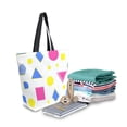 thumbnail image 2 of FORMRS Womens Canvas Tote Bag with Zipper Inner Pocket Shoulder Handbag, Yellow Retro Round, 2 of 7