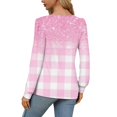 thumbnail image 4 of Camiseta plisada de manga larga con cuello redondo y estampado casual para mujer rosa M SCZ, 4 of 6