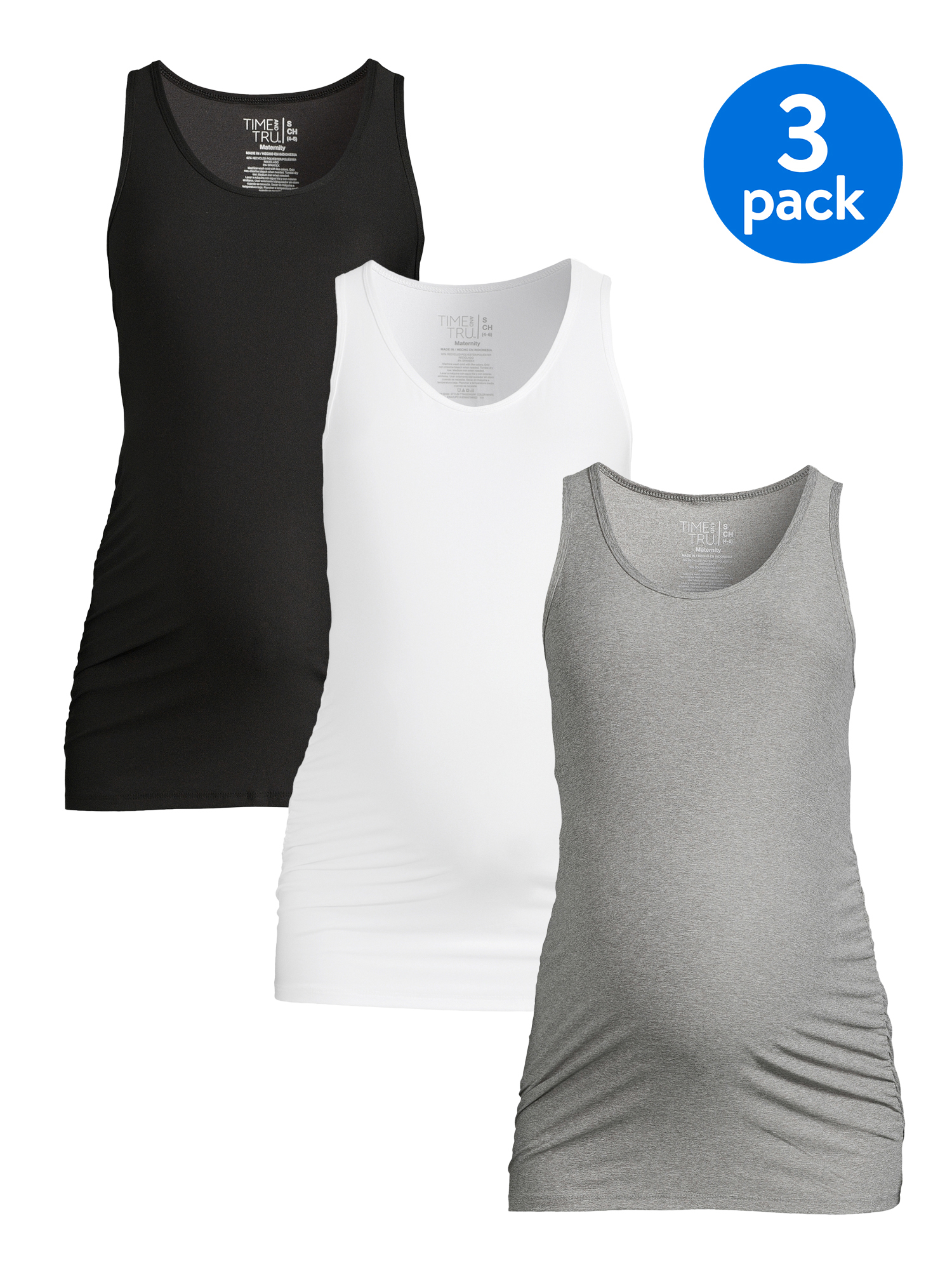 Time and Tru Women’s Maternity Tank Top, 3Pack