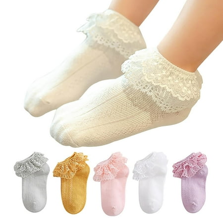 

Kids Baby Girl Socks Toddler Princess Bow Garter With Lace Ruffle 5PCS S