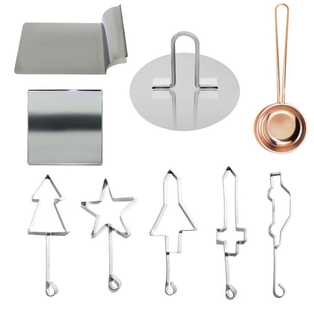 Moldes para hornear de azúcar coreano Moldes para hornear de acero inoxidable Moldes de galletas de acero inoxidable DIY Portátiles portátiles portátiles Postres reutilizables 9 piezas Guardurnaity HA010767-00B