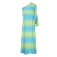 thumbnail image 4 of LOVZFMLL Robe d'Été pour Femme, Aguichant, à une Épaule, Imprimée, Ample, à Manches, Ourlet Fendu à Moitié, Vert, P, 4 of 5