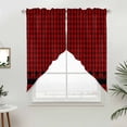 thumbnail image 5 of Red Black Plaid Kitchen Window Curtains, Swag Curtains Valance for Bedroom Living Room Bathroom, Country Vintage Star Abstract Gingham Rod Pocket Window Curtain Block Drapes 2 Panels 36"x36", 5 of 9