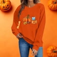 thumbnail image 7 of ZunFeo Womens Fall Oversized Crewneck Sweatshirt with Football & Pumpkin Leaf Graphic, Orange,Size XL, 7 of 7