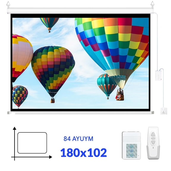 GAINVANE Projector Screen Motorized with Remote, 16:9 4k, 84 Inch Auto Electric Projection Screen, HD 4K Movie Screen for Home Theater, Cinema, Office