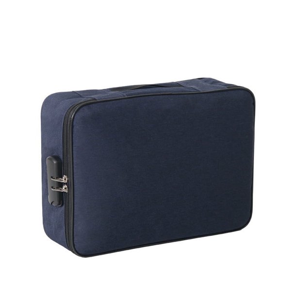 Bolsa de almacenamiento de certificados plegable de tela impermeable a prueba de humedad con cerradura para documentos de viaje, bolsa de múltiples capas de gran capacidad