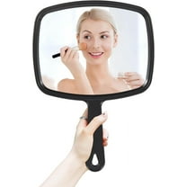 LQQBOX Handheld Mirror Hand Held Mirror Small Barber Mirrors,Personal Makeup Face Mirrors for Hair Stylist for Barber,Shower,Salon for Women Men Black(8.46" x 12.4")