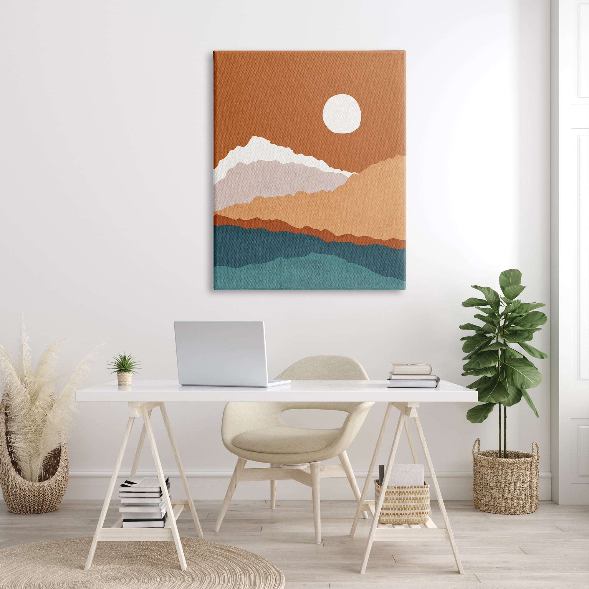 Stupell Industries Abstract Mountain Peaks Round Moon Nature Scene Graphic Art Gallery Wrapped Canvas Print Wall Art, Design by JJ Design House LLC